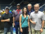 Farm Progress Show 2018<br />L - R; Jim Lawrence '78 S, Darren Camm '96 C, Kaitlyn Duncan '14 C, Bob Norman '70 C, Mayson Maerz '83 C